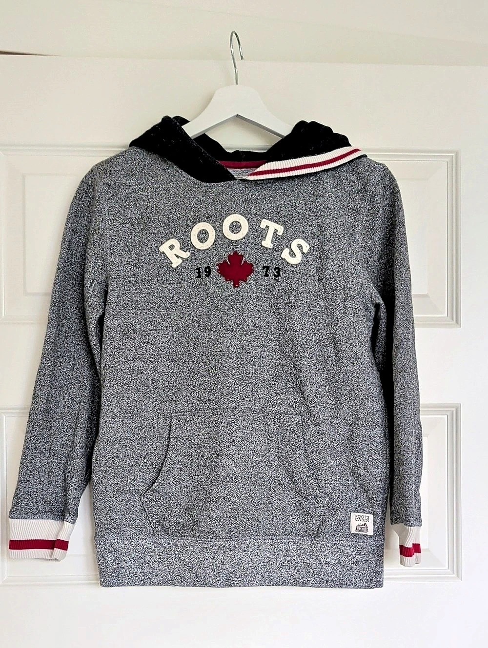 Roots Cabin Salt & Pepper Hoodie Gray & Red XL